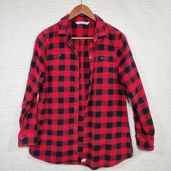 Woolrich Womens Black & Red Plaid Flannel Long Sleeve Button Shirt/Top Size Med - Picture 3 of 16